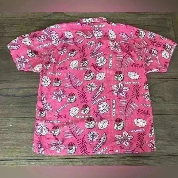 Wes and Will Red Georgia Bulldogs Vintage Floral Button Up Shirt Mens size XL - Picture 5 of 5